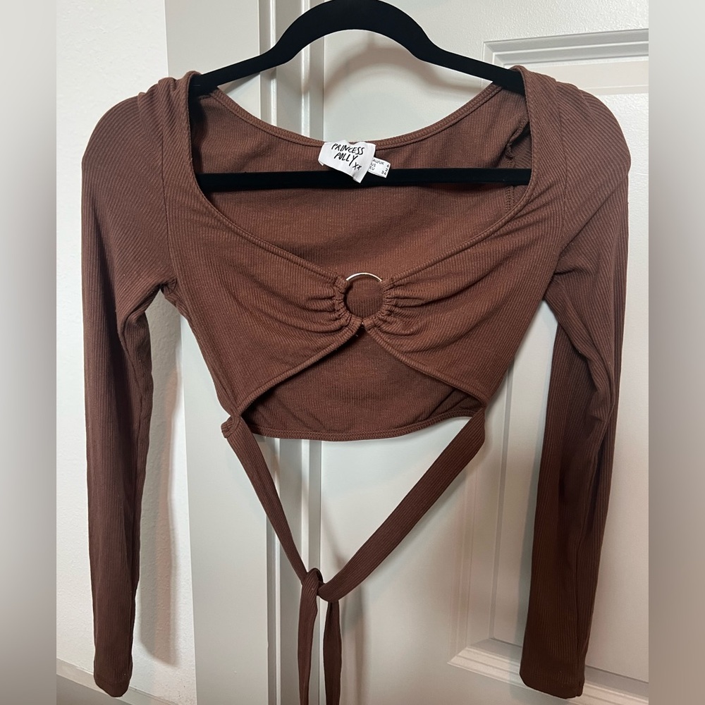 PRINCESS POLLY BROWN WRAP AROUND TOP